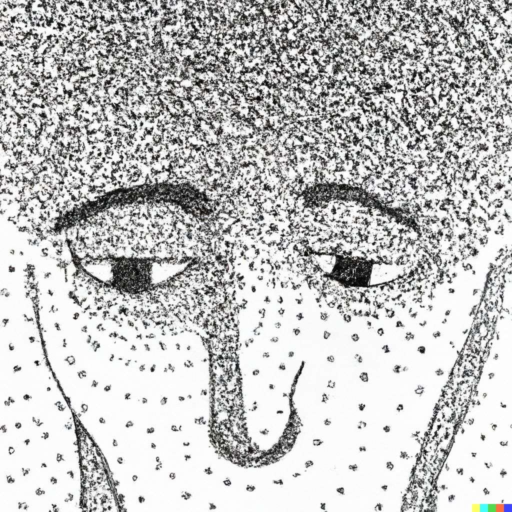 a representation of anxiety, stipple drawing